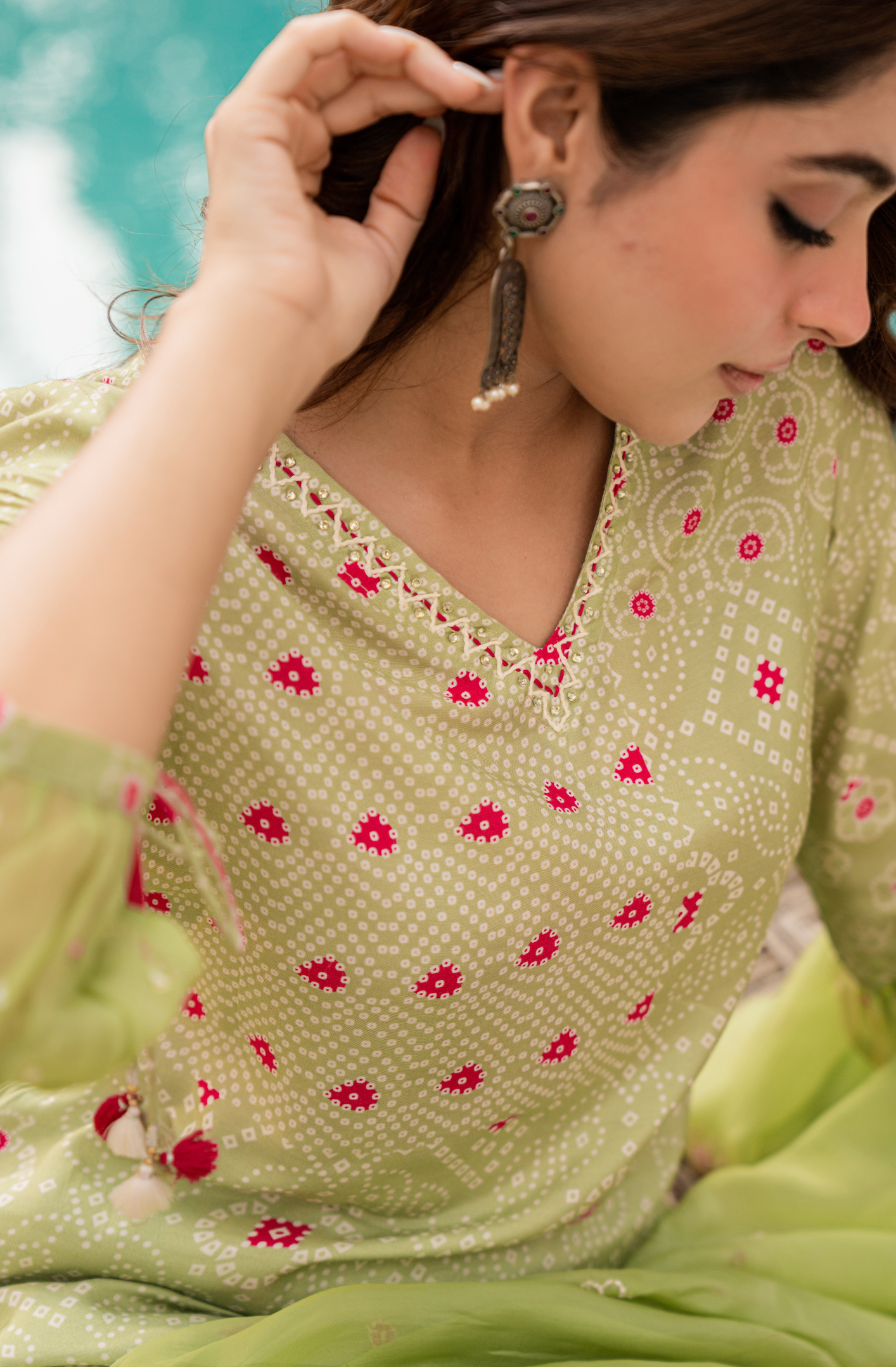 Mint Blossom Muslin Suit Set