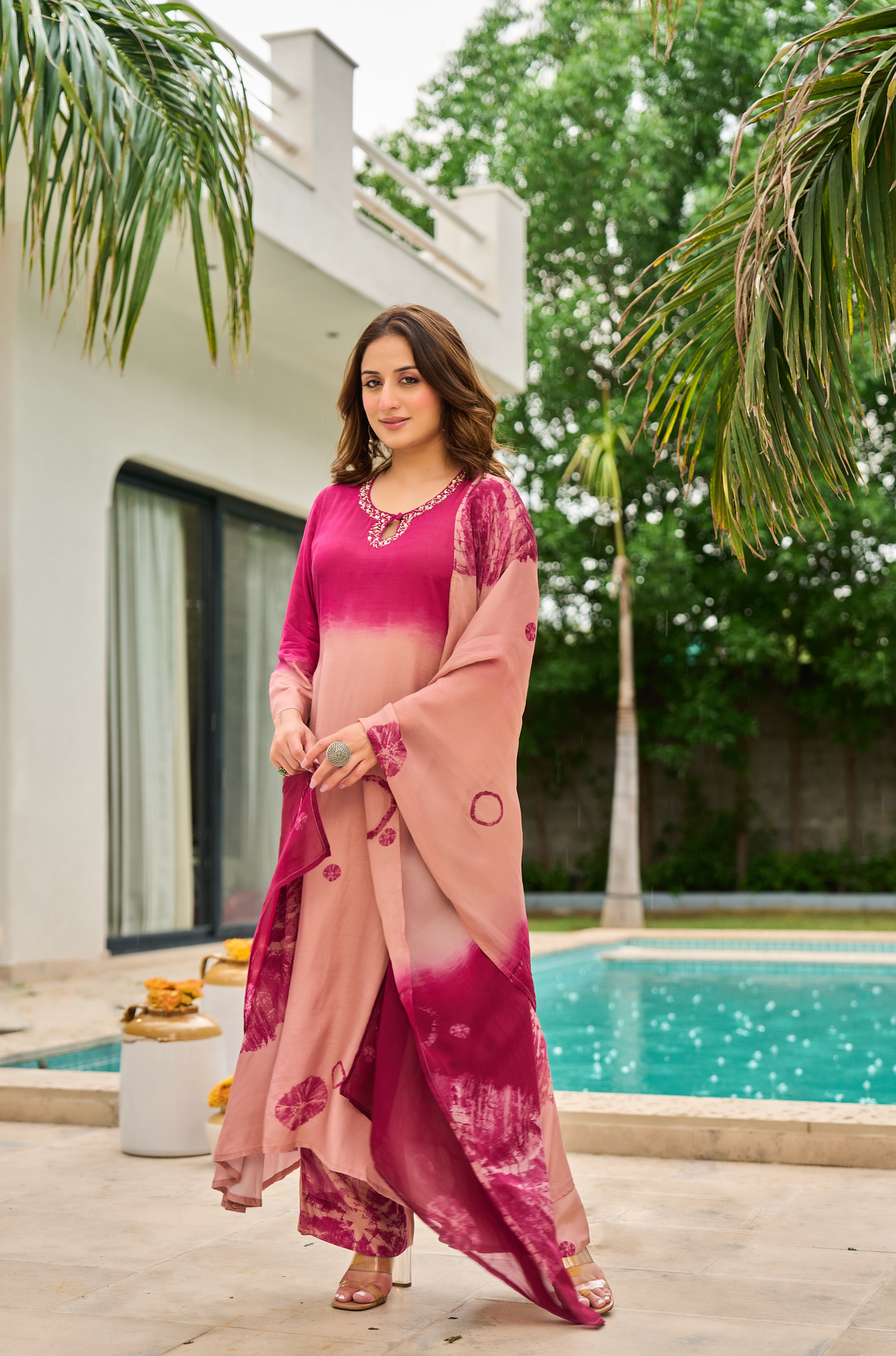 Crimson Dust Muslin Suit Set