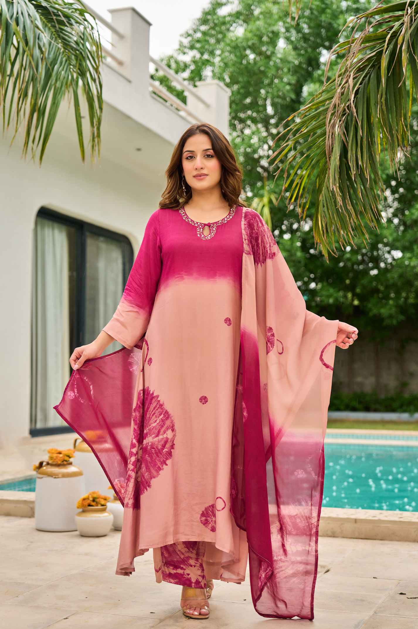 Crimson Dust Muslin Suit Set