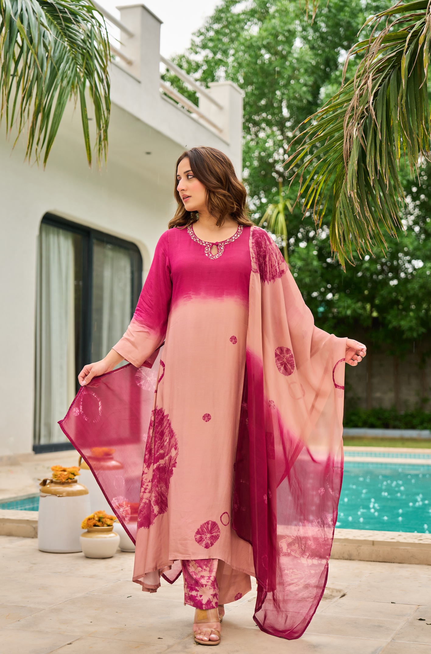 Crimson Dust Muslin Suit Set