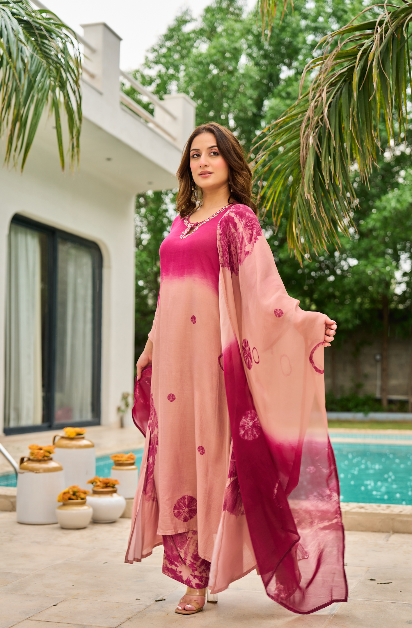 Crimson Dust Muslin Suit Set