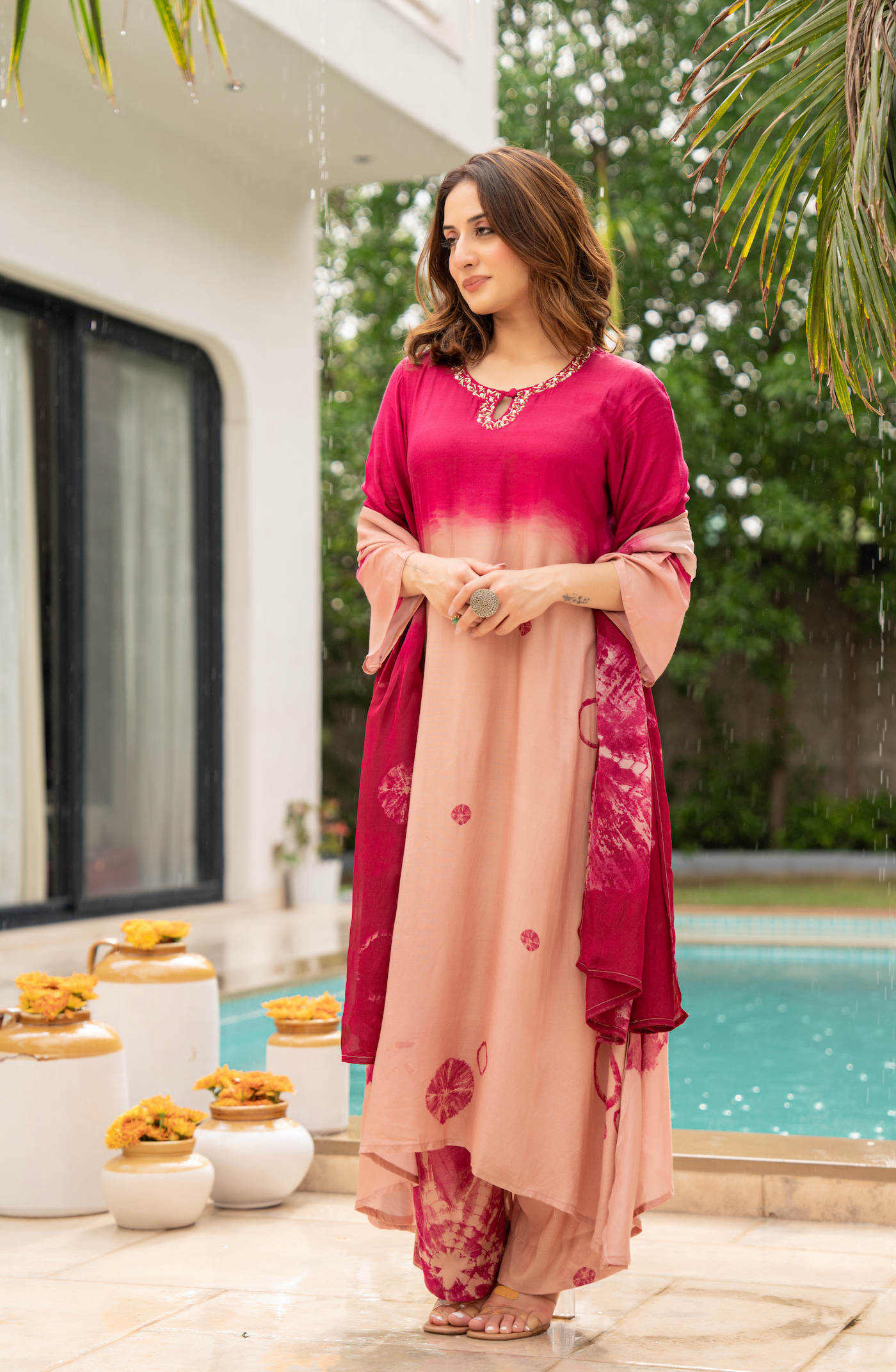 Crimson Dust Muslin Suit Set