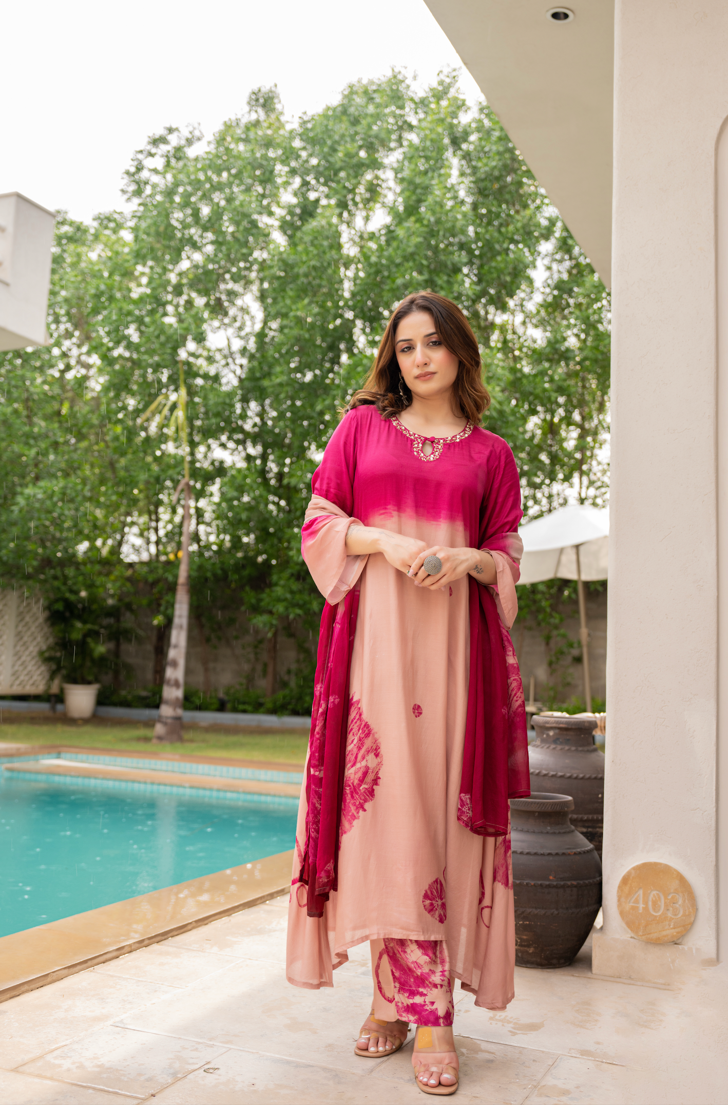 Crimson Dust Muslin Suit Set