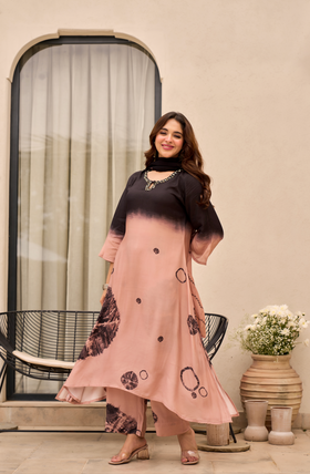 Charcoal Bloom Muslin Suit Set