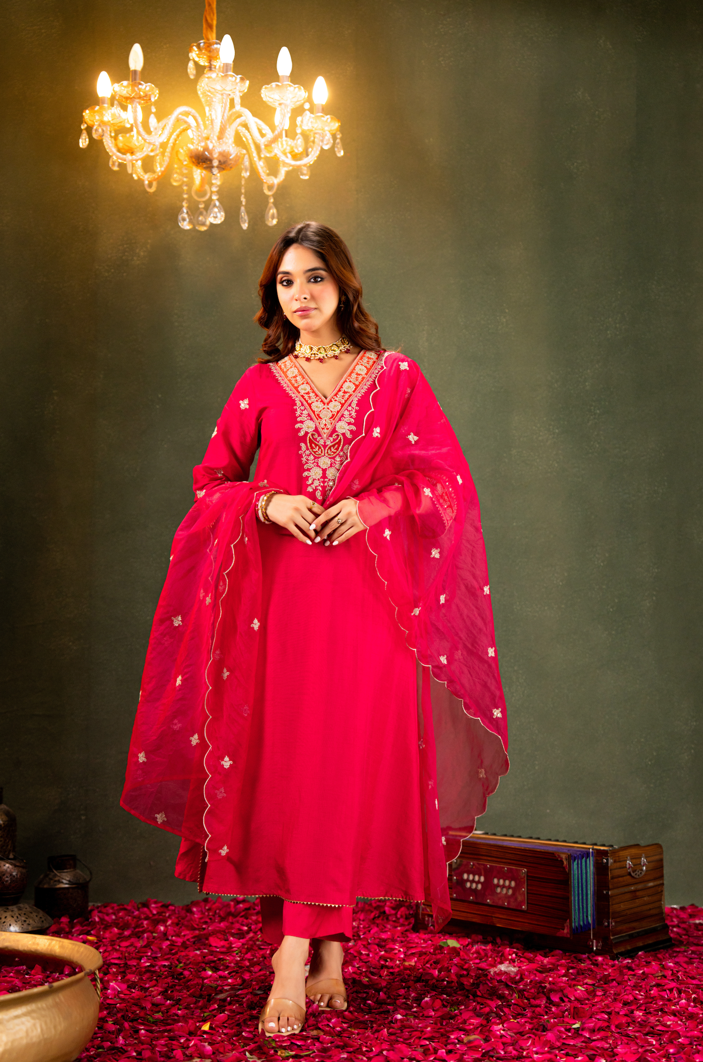 Fuchsia Noor Silk Suit Set