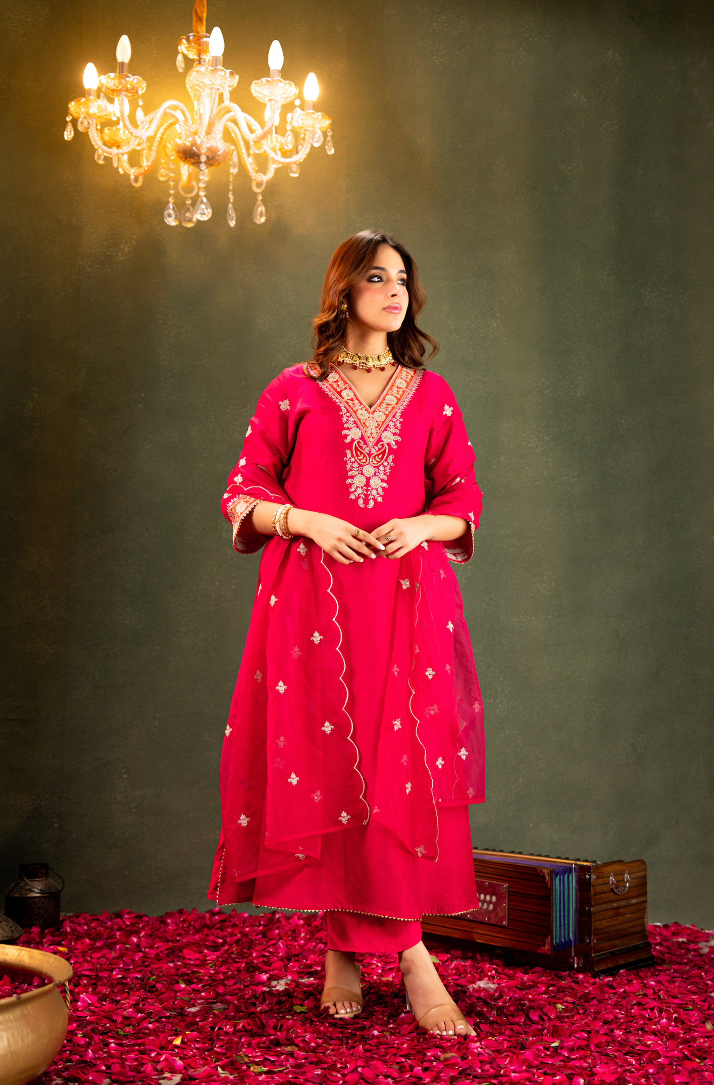 Fuchsia Noor Silk Suit Set