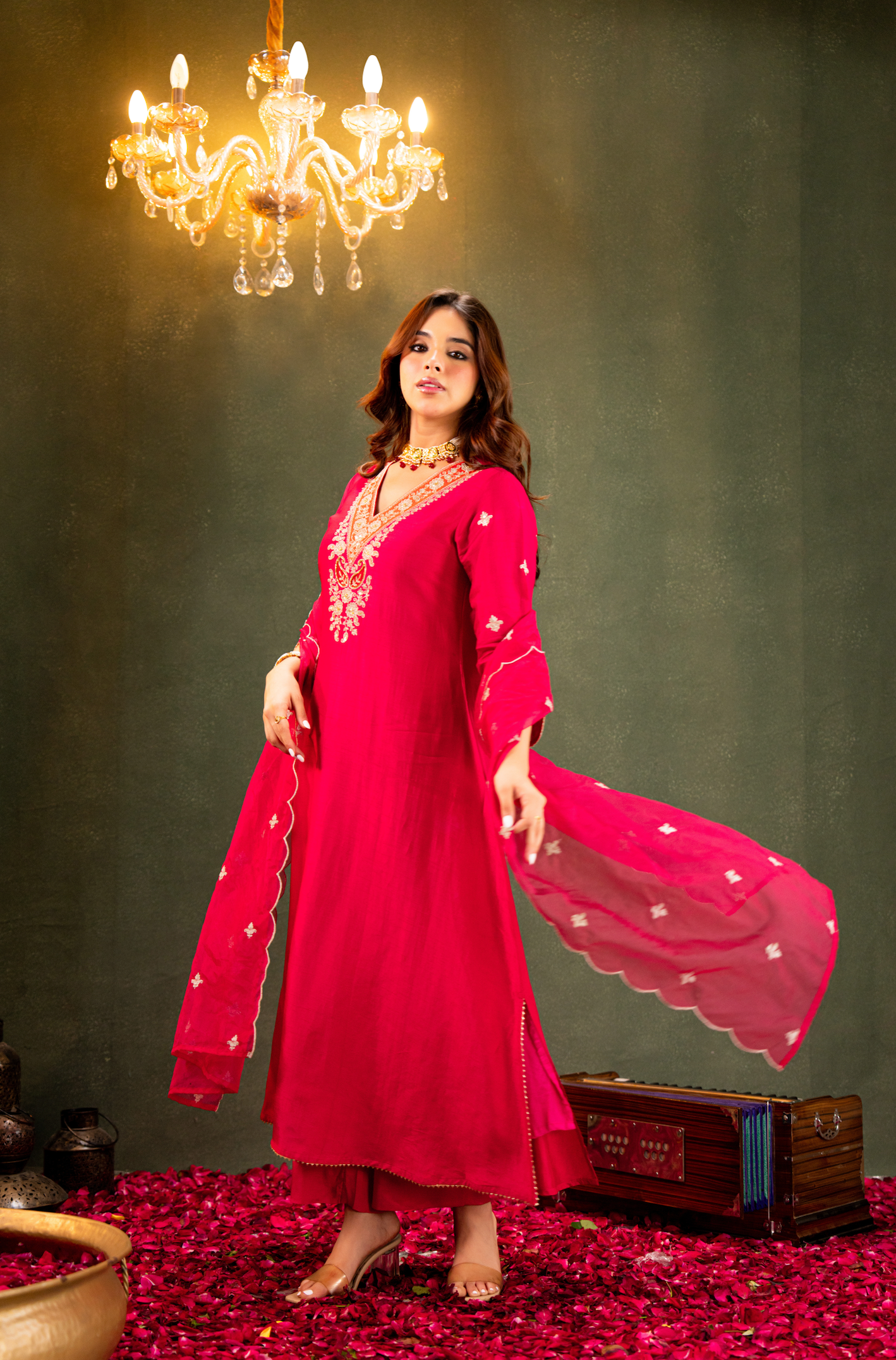 Fuchsia Noor Silk Suit Set