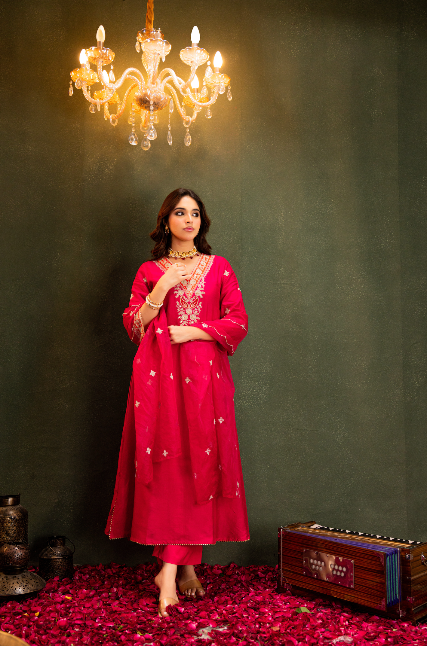 Fuchsia Noor Silk Suit Set