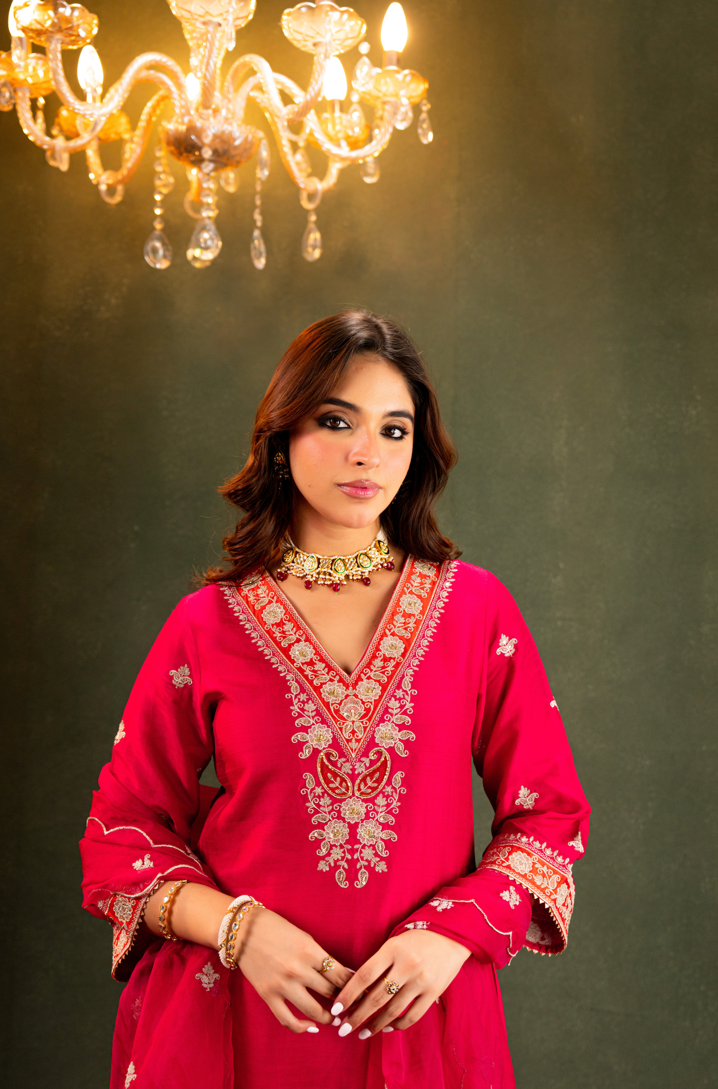 Fuchsia Noor Silk Suit Set
