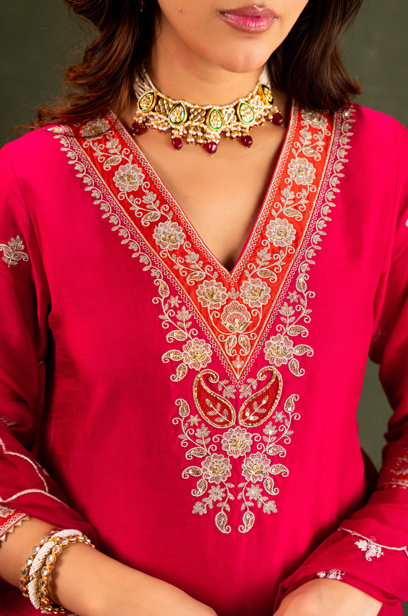 Fuchsia Noor Silk Suit Set