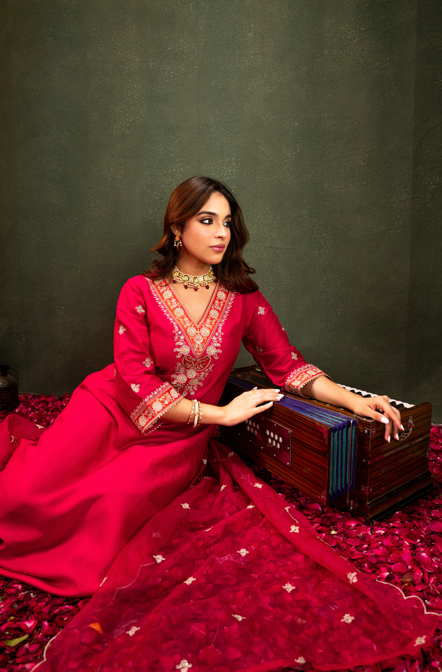 Fuchsia Noor Silk Suit Set