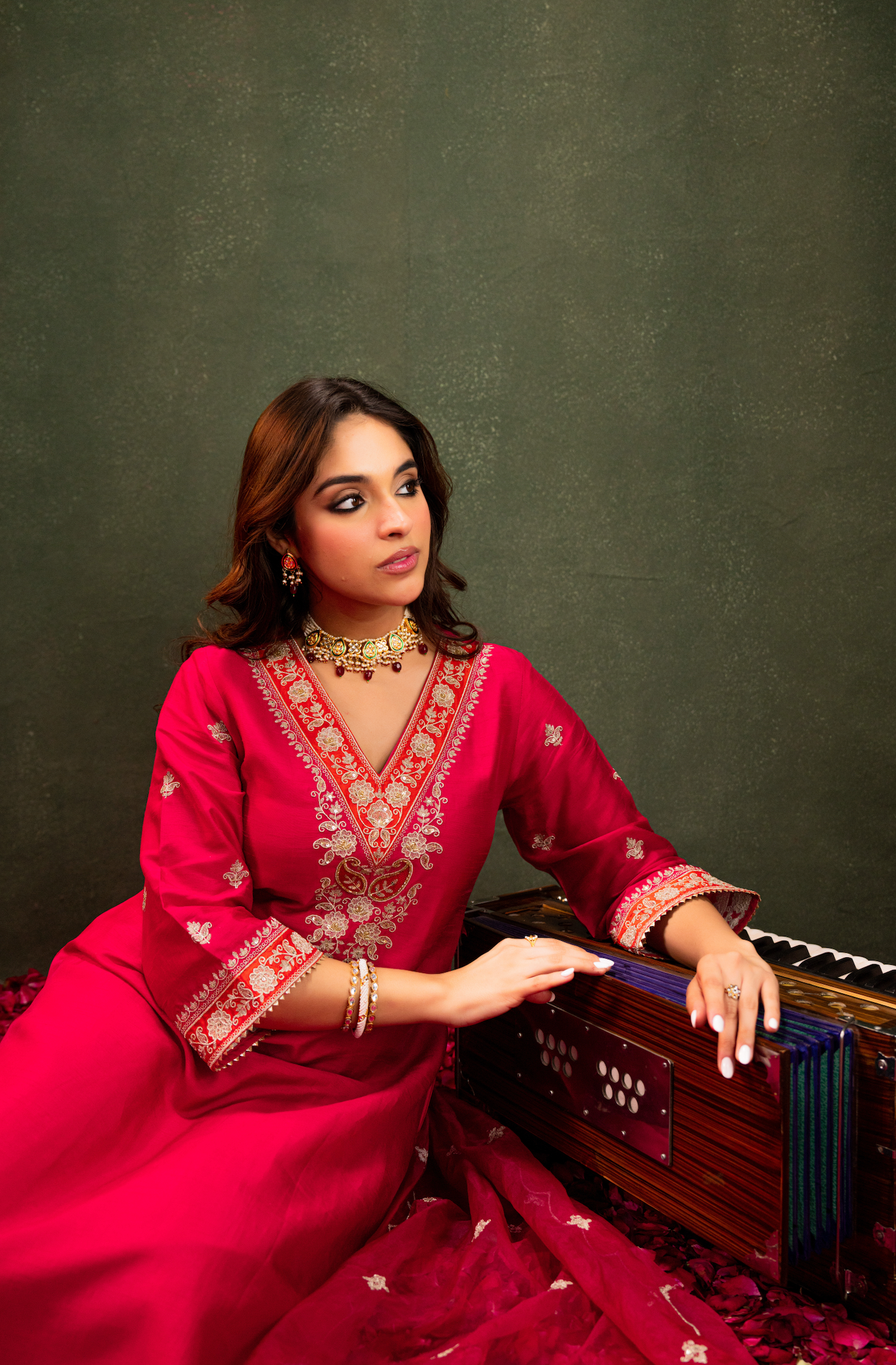 Fuchsia Noor Silk Suit Set