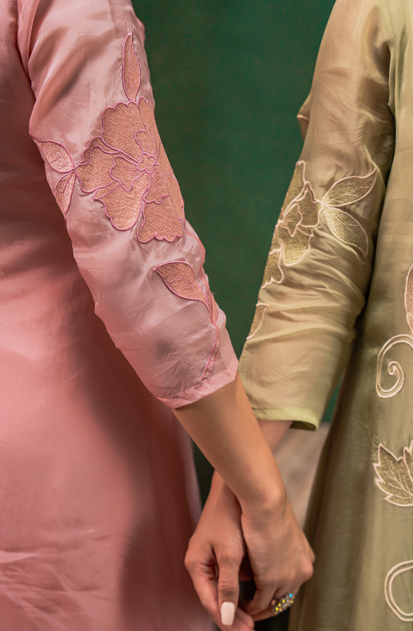Pistachio Pearl Silk Suit Set