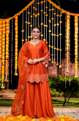 Amber Aura Satoori Silk Suit