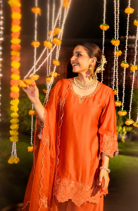 Amber Aura Satoori Silk Suit