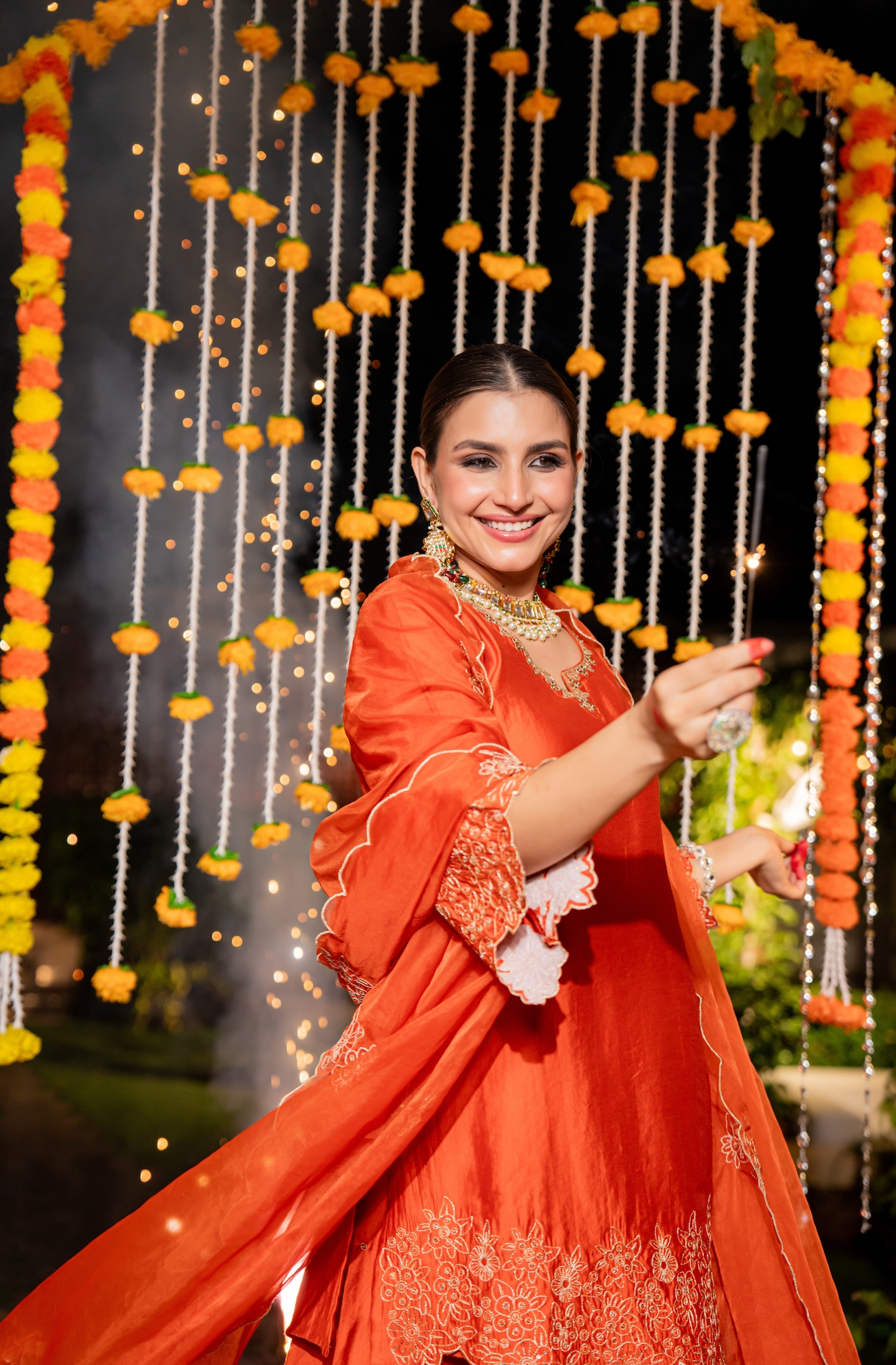 Amber Aura Satoori Silk Suit