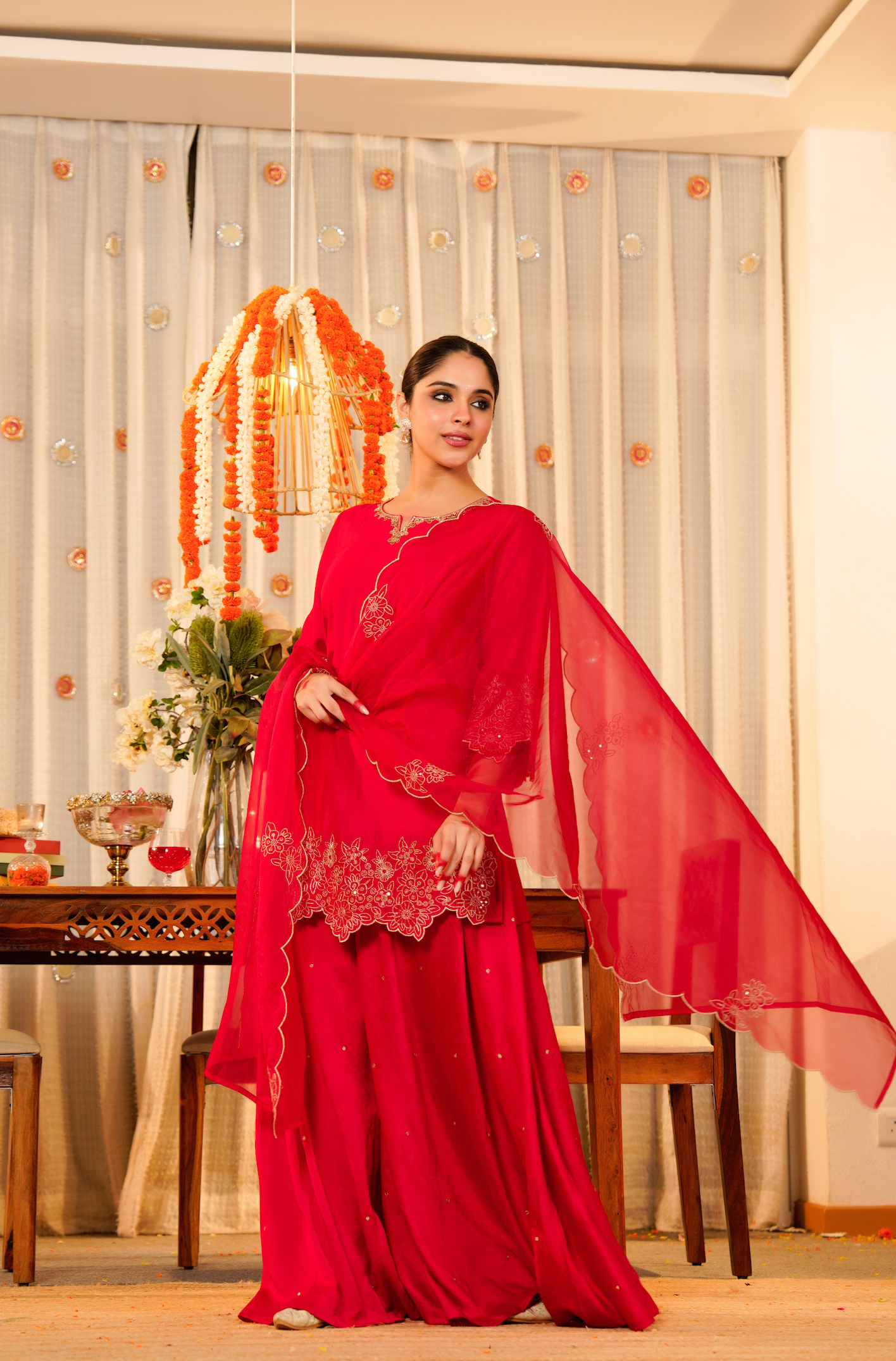 Rose Radiance Silk Suit Set