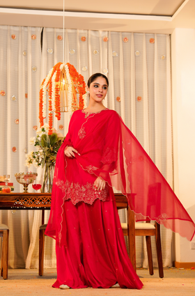 Rose Radiance Silk Suit Set
