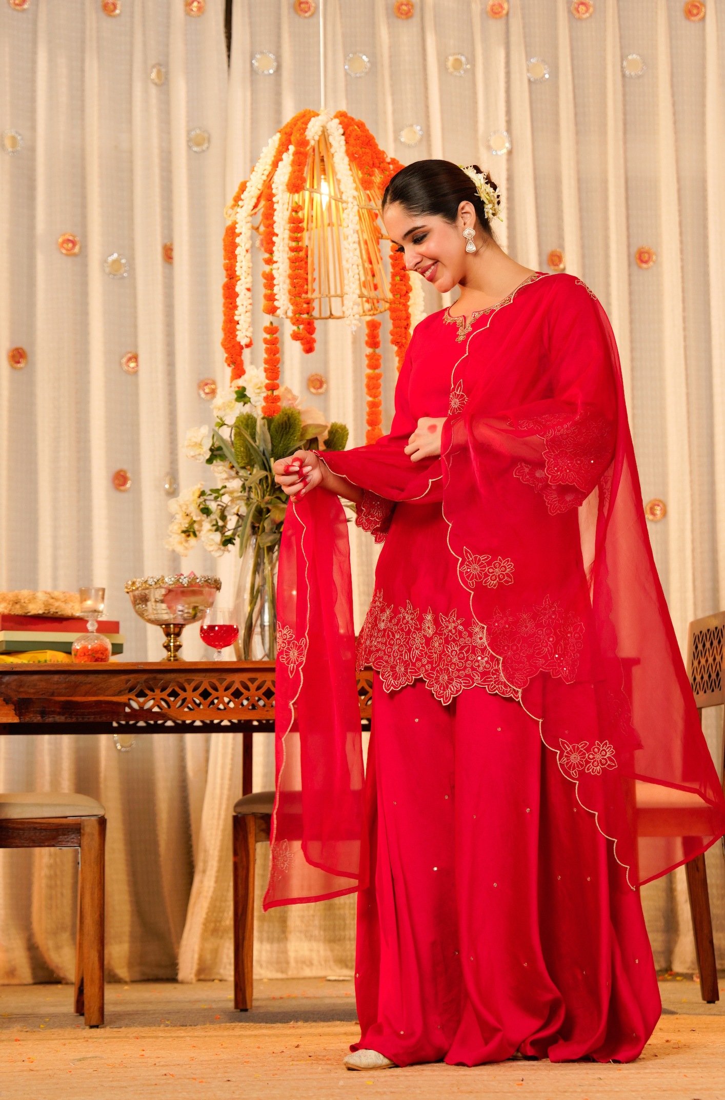 Rose Radiance Silk Suit Set