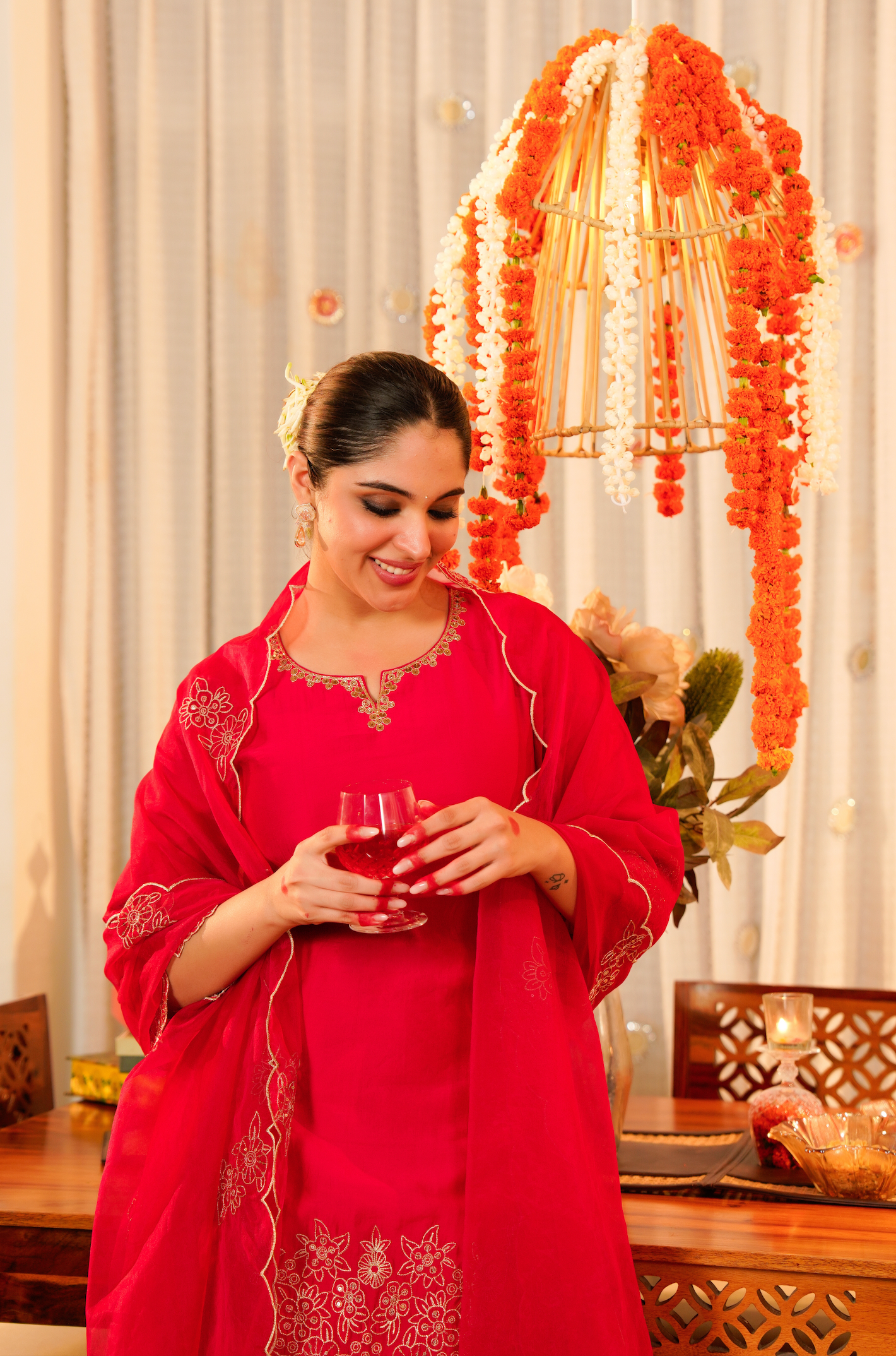Rose Radiance Silk Suit Set