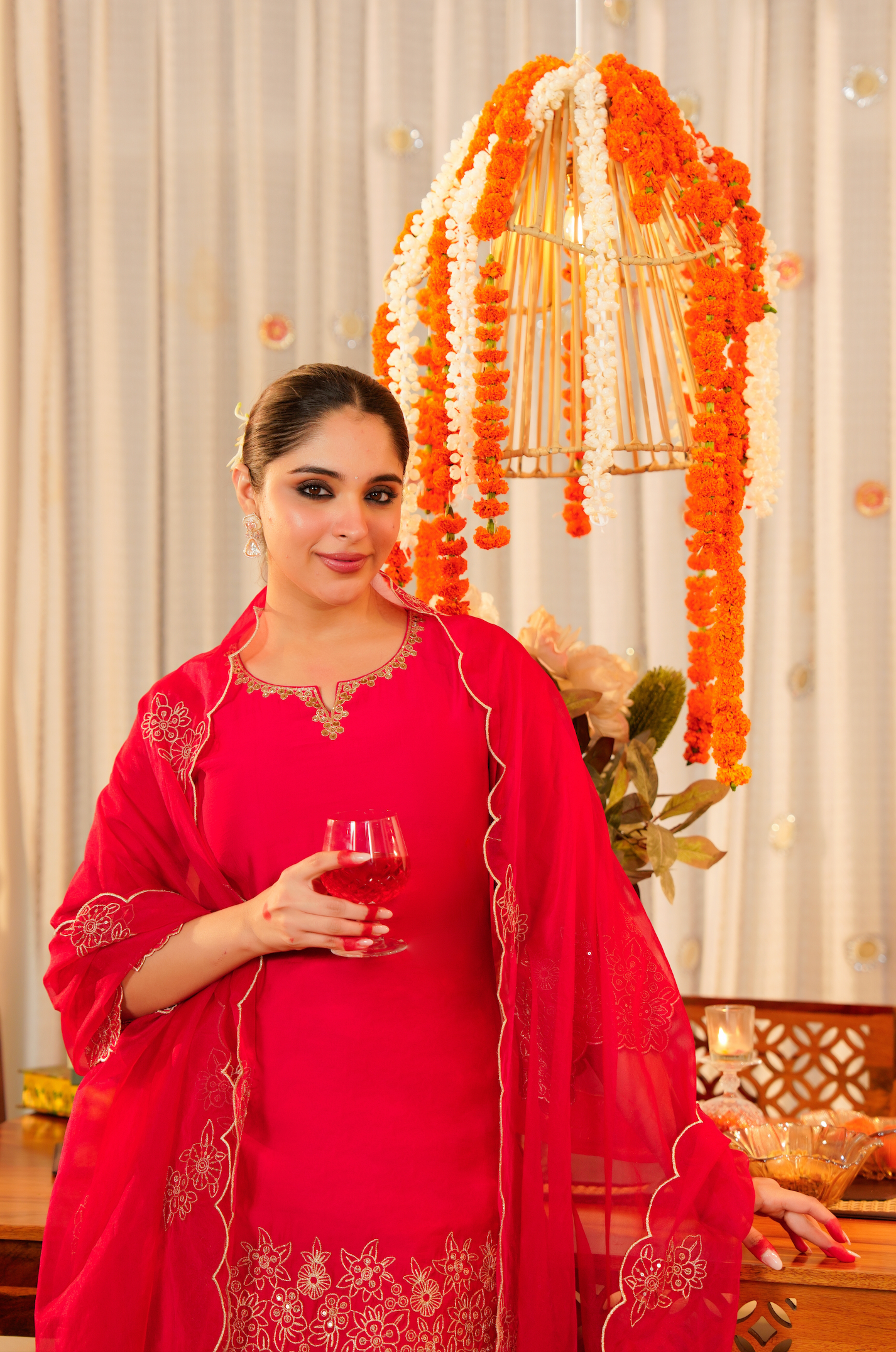 Rose Radiance Silk Suit Set