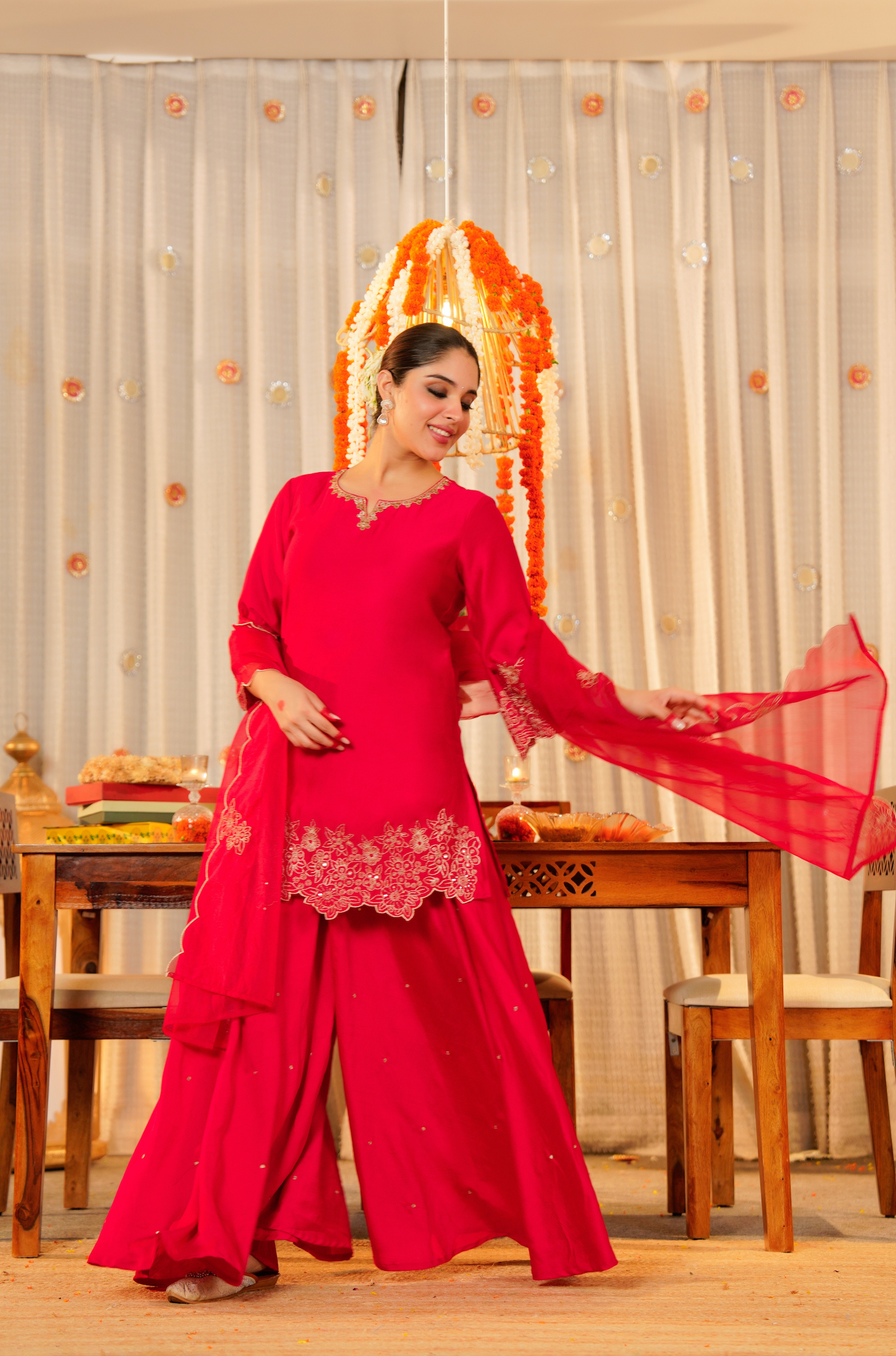 Rose Radiance Silk Suit Set