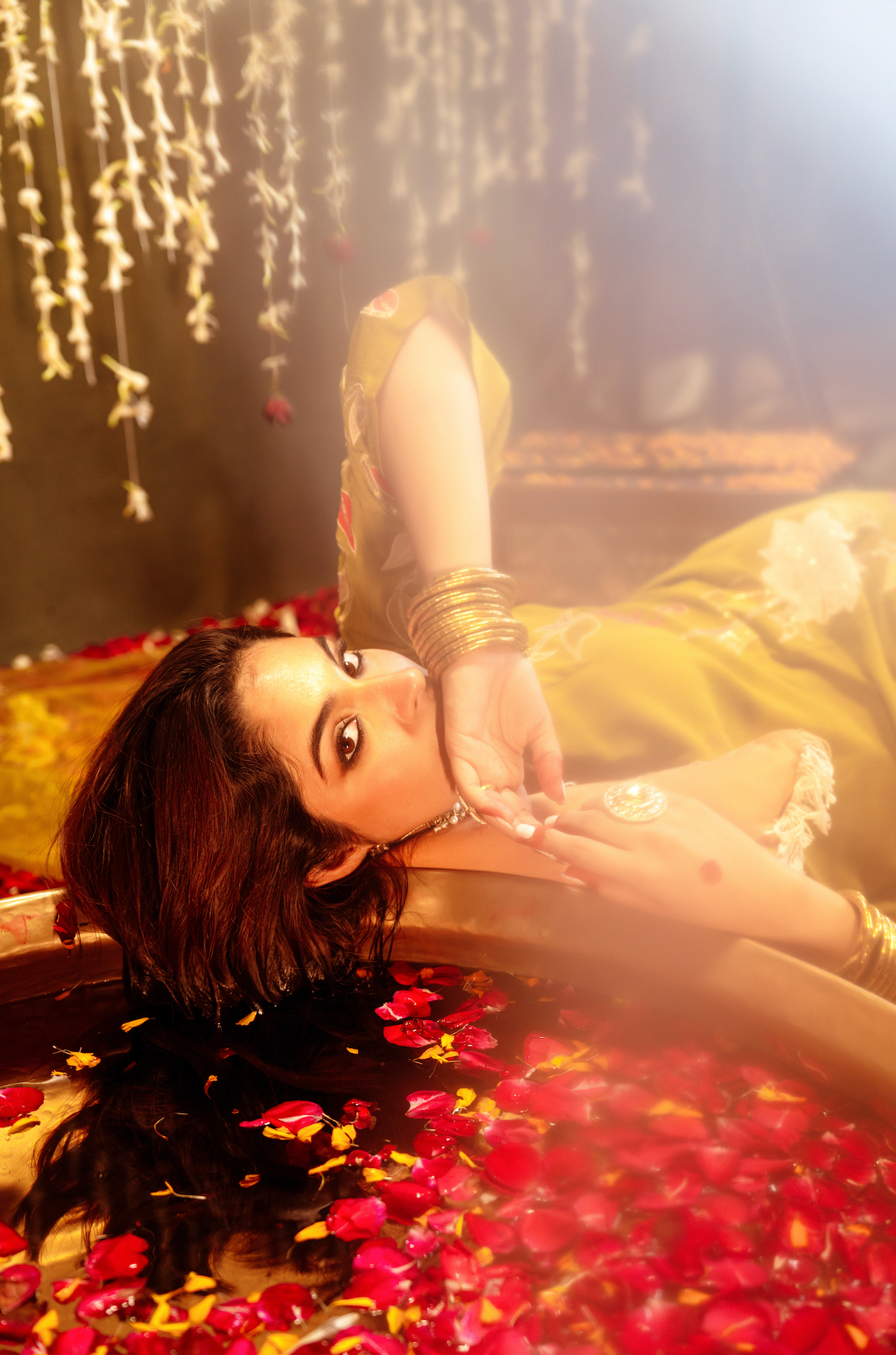 Olive Aura Crush Chanderi Suit Set