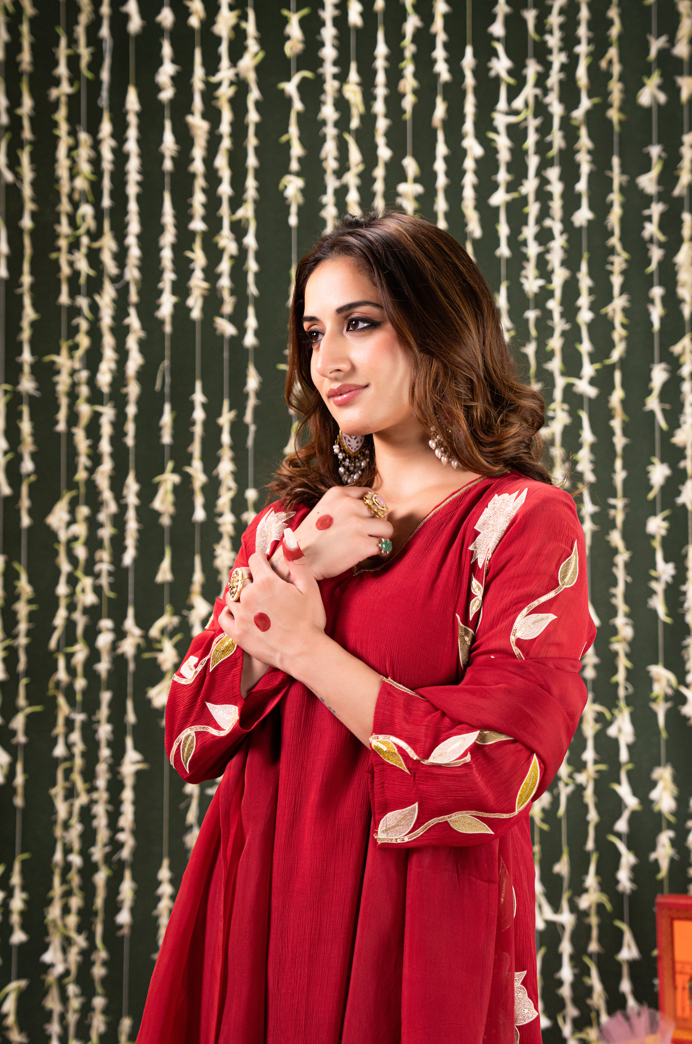Ruby Radiance Crush Chanderi Suit Set