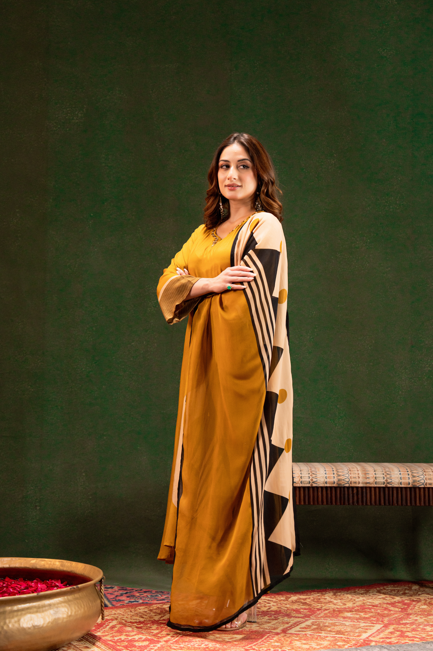 Golden Mustard Glow Pure Muslin Suit Set