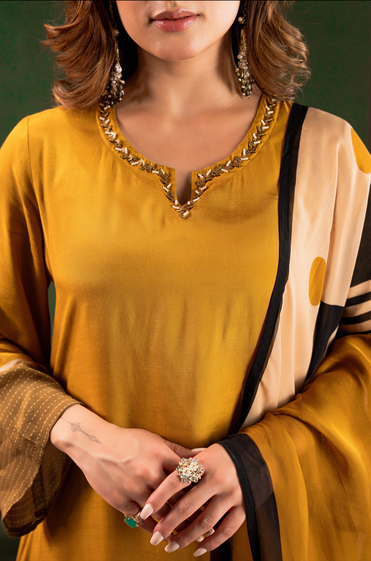 Golden Mustard Glow Pure Muslin Suit Set