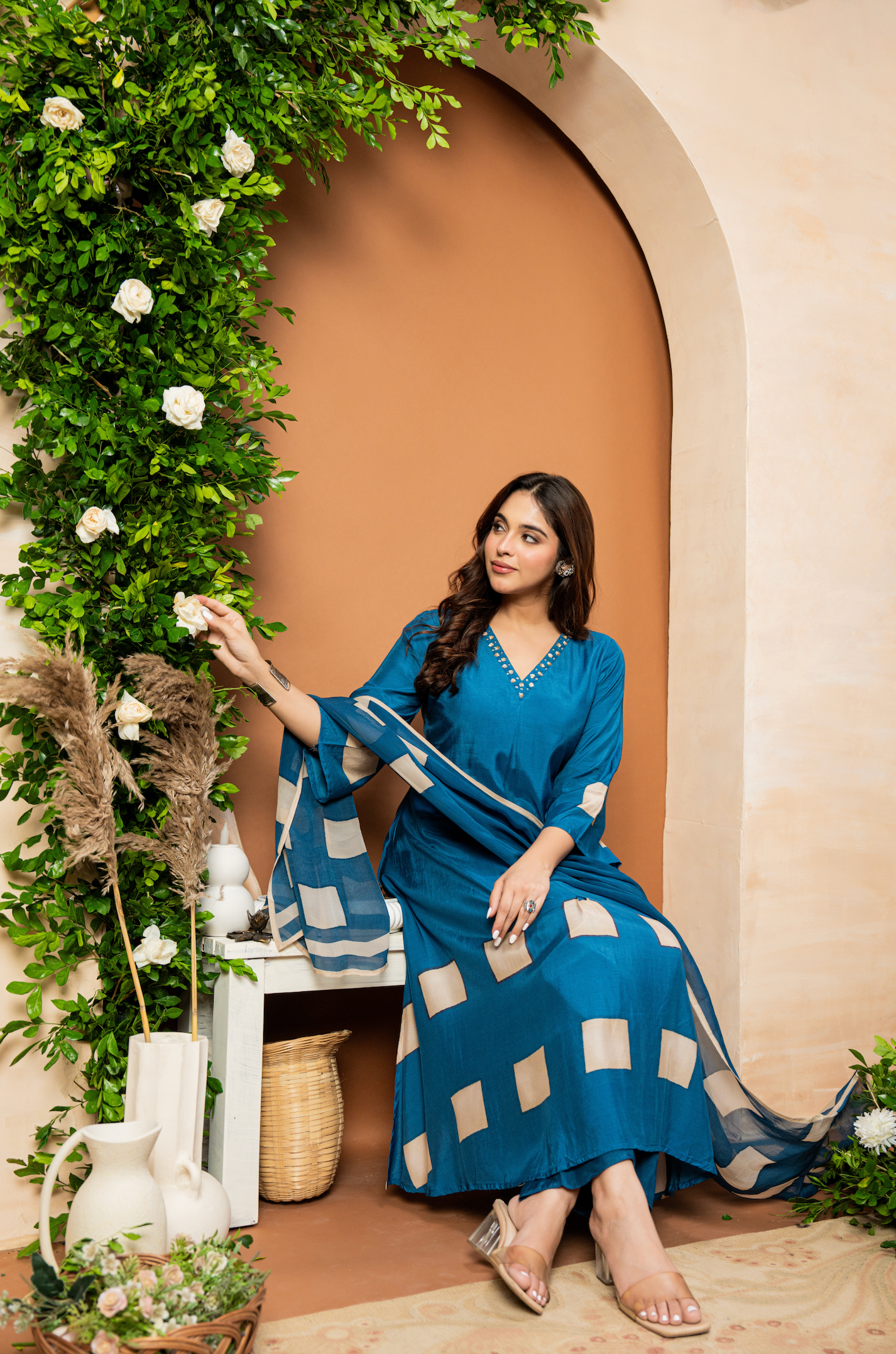 Teal Aura Pure Muslin Suit Set