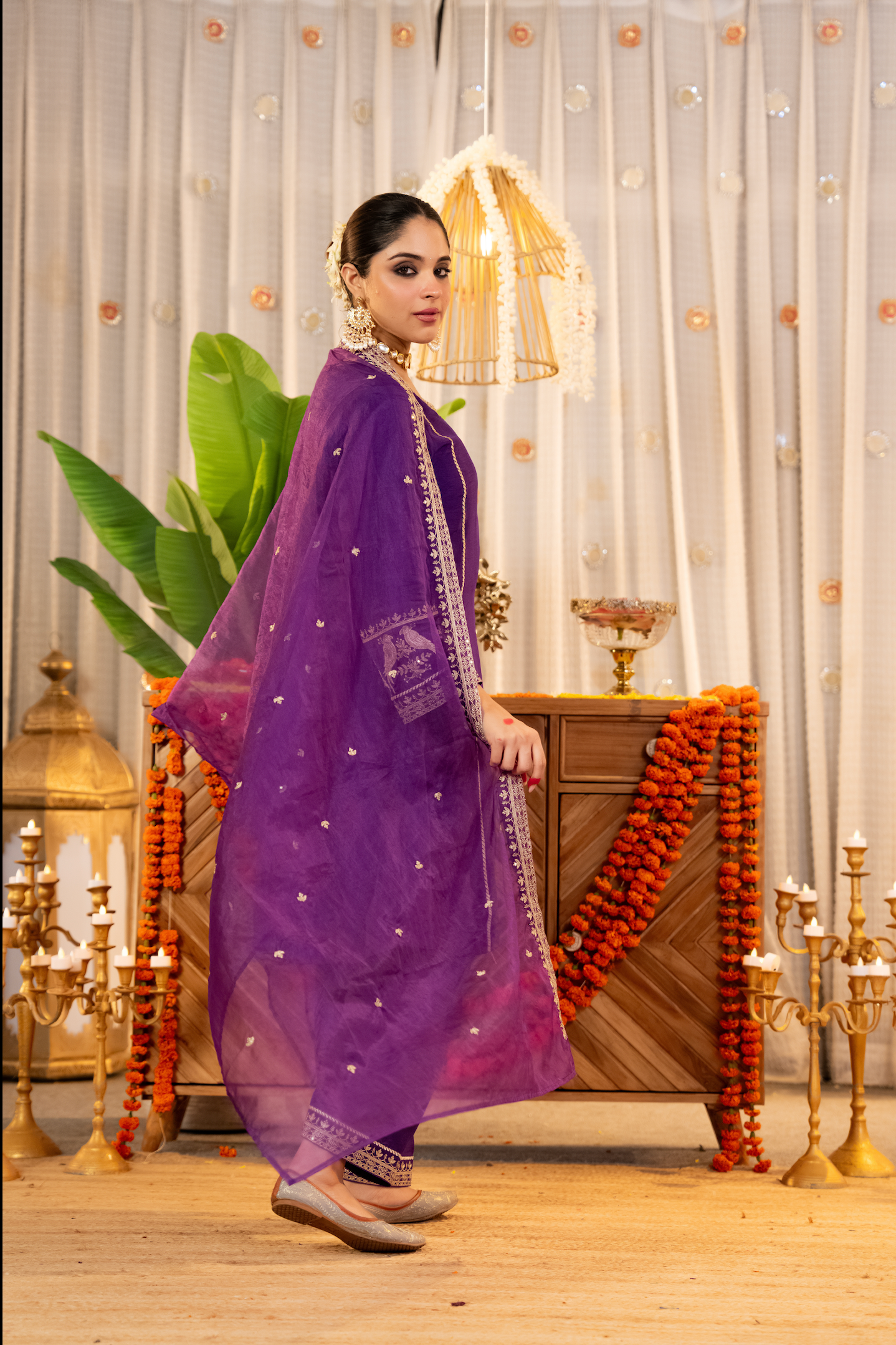 Royal Amethyst Dola Silk Suit Set