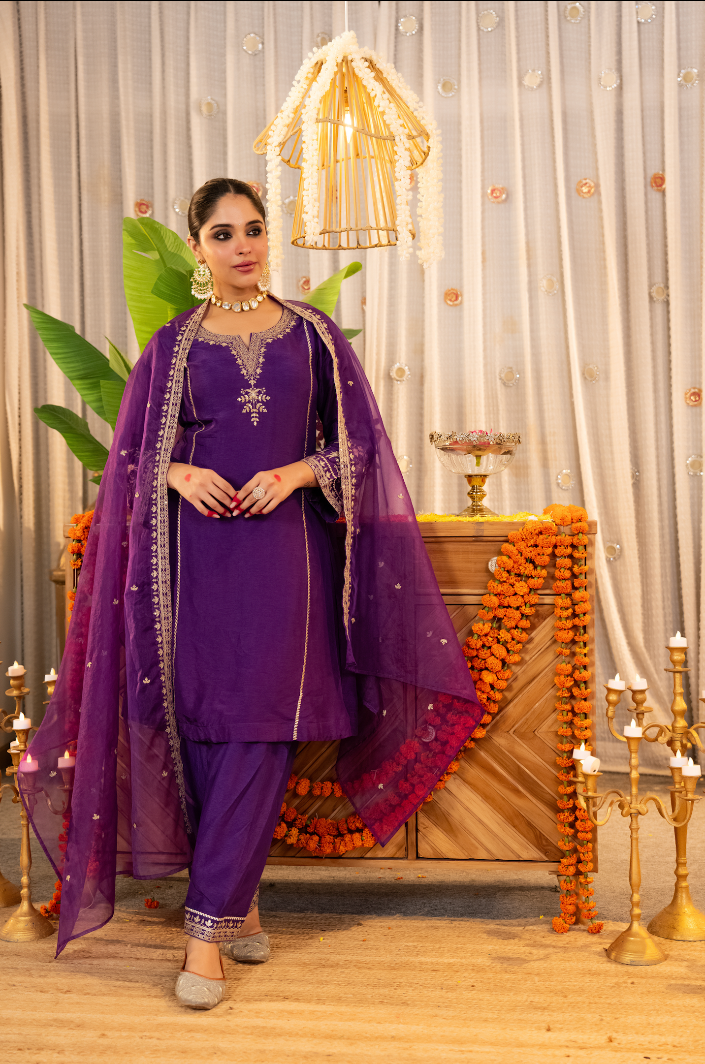 Royal Amethyst Dola Silk Suit Set