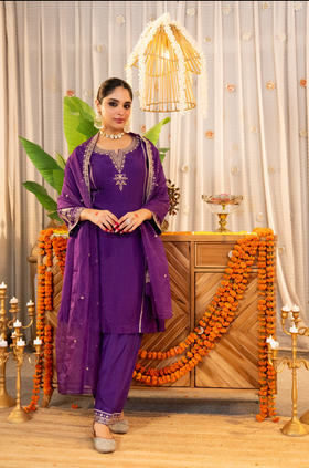Royal Amethyst Dola Silk Suit Set