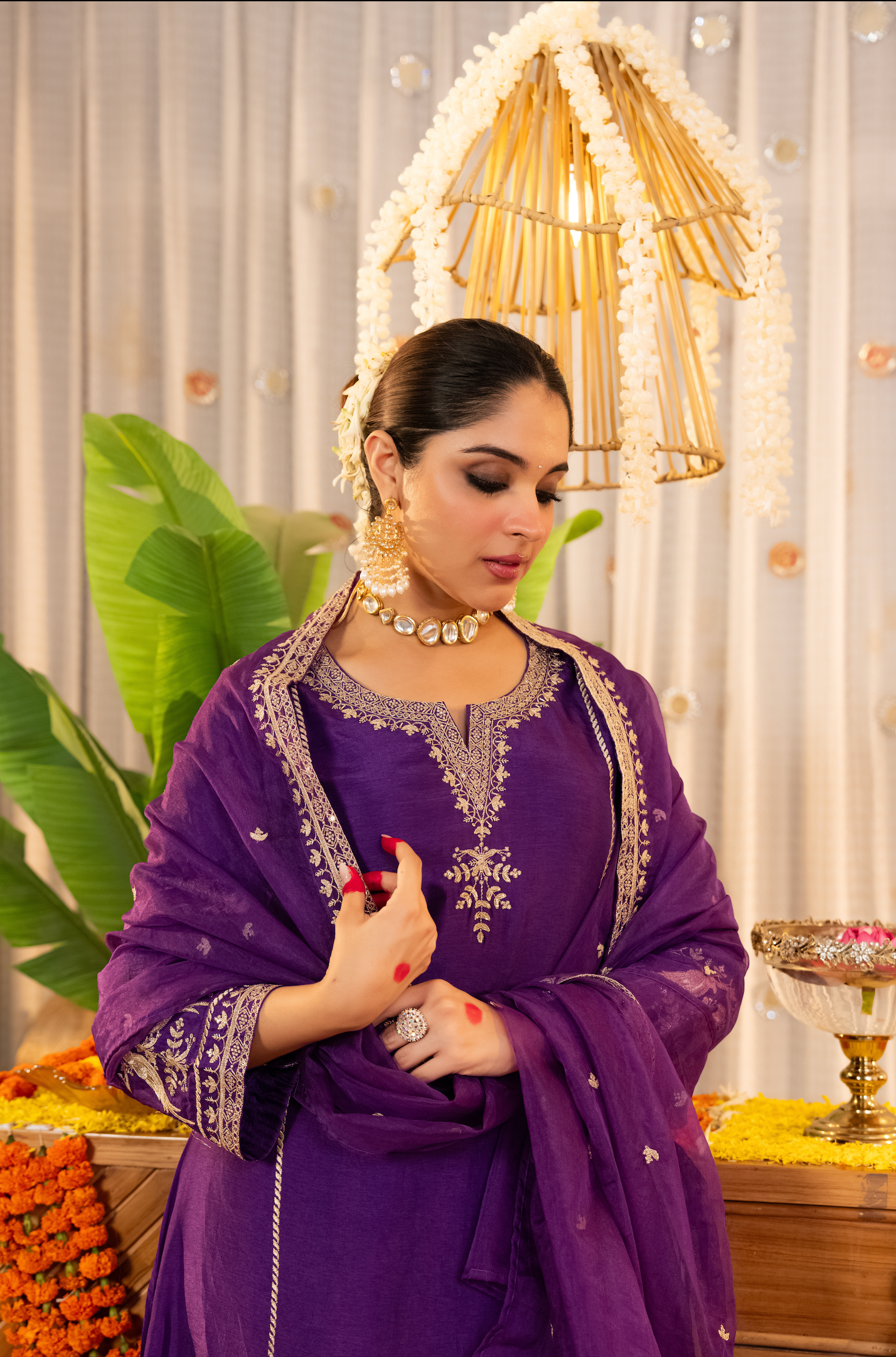 Royal Amethyst Dola Silk Suit Set
