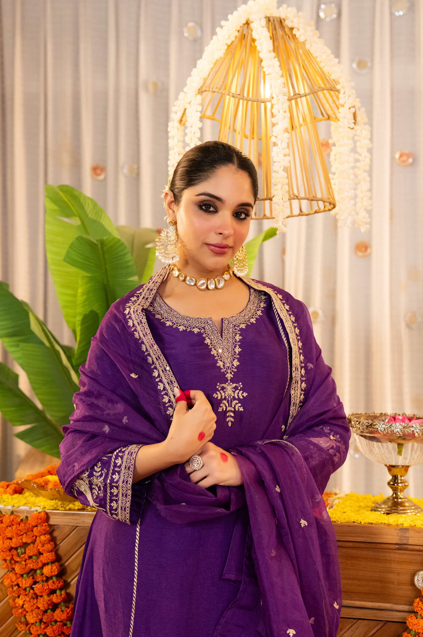 Royal Amethyst Dola Silk Suit Set