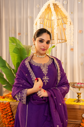 Royal Amethyst Dola Silk Suit Set