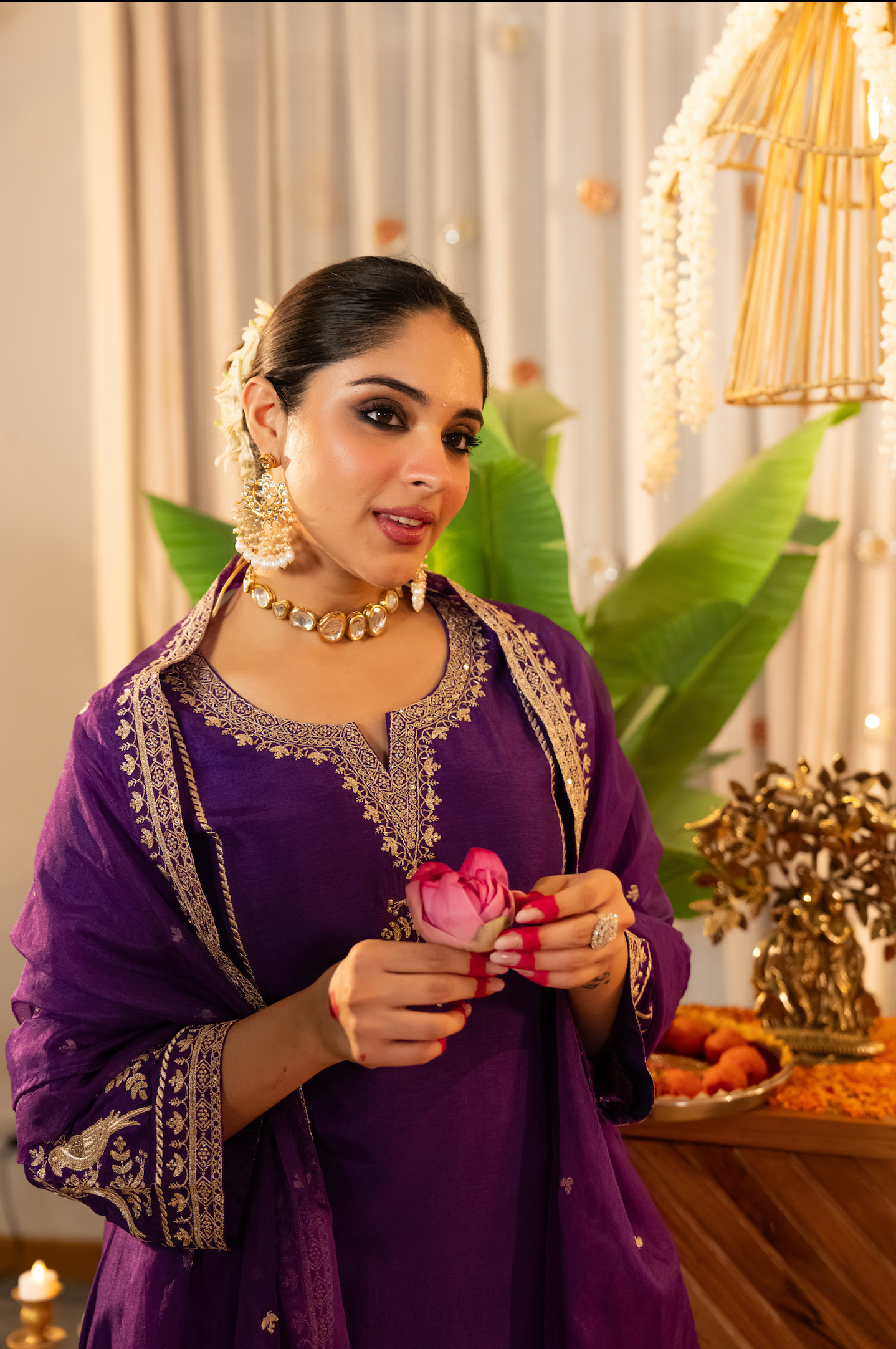 Royal Amethyst Dola Silk Suit Set