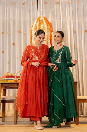 Ruby Flame Russian Silk Suit Set