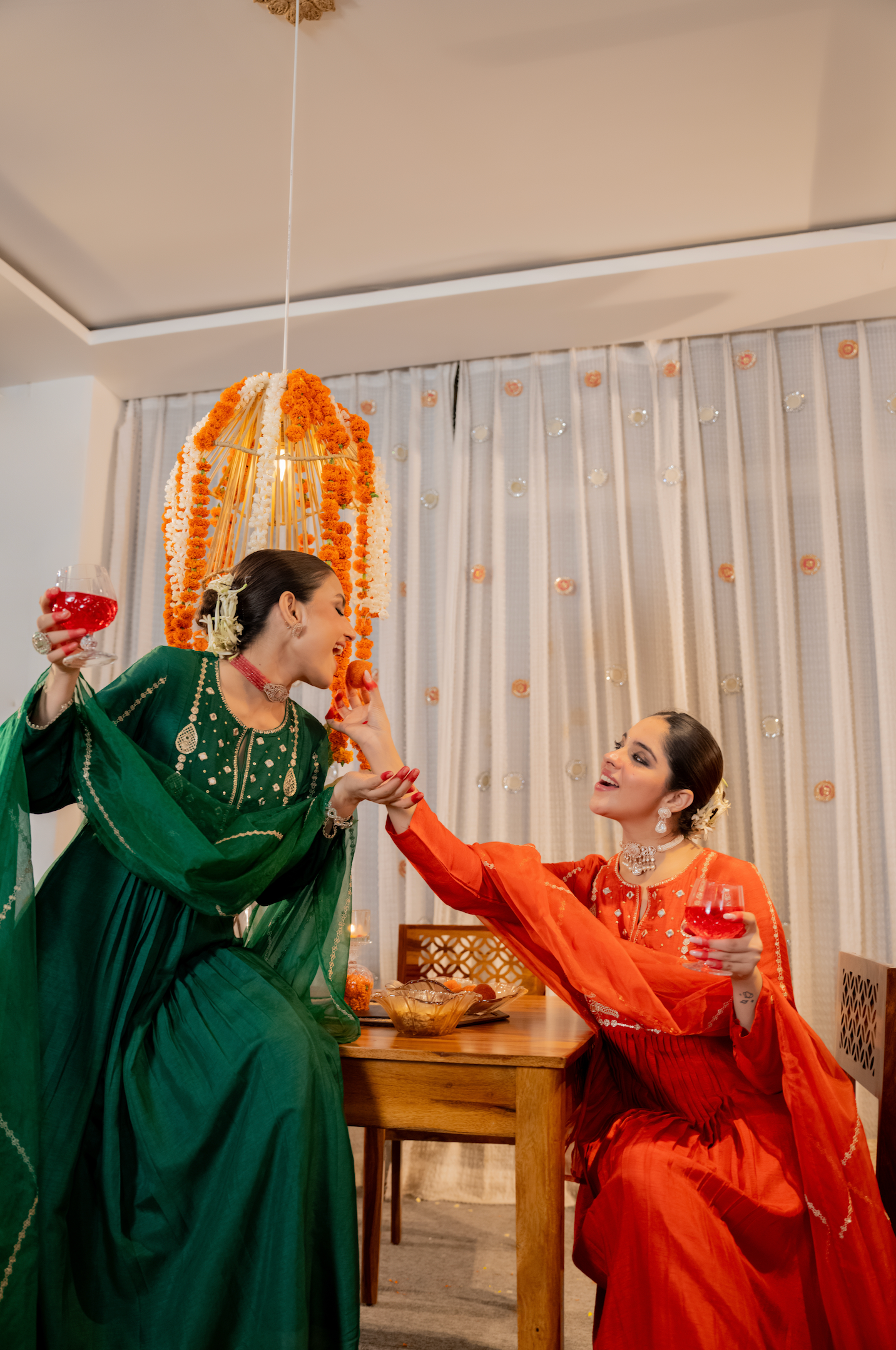 Emerald Bloom Russian Silk Suit Set