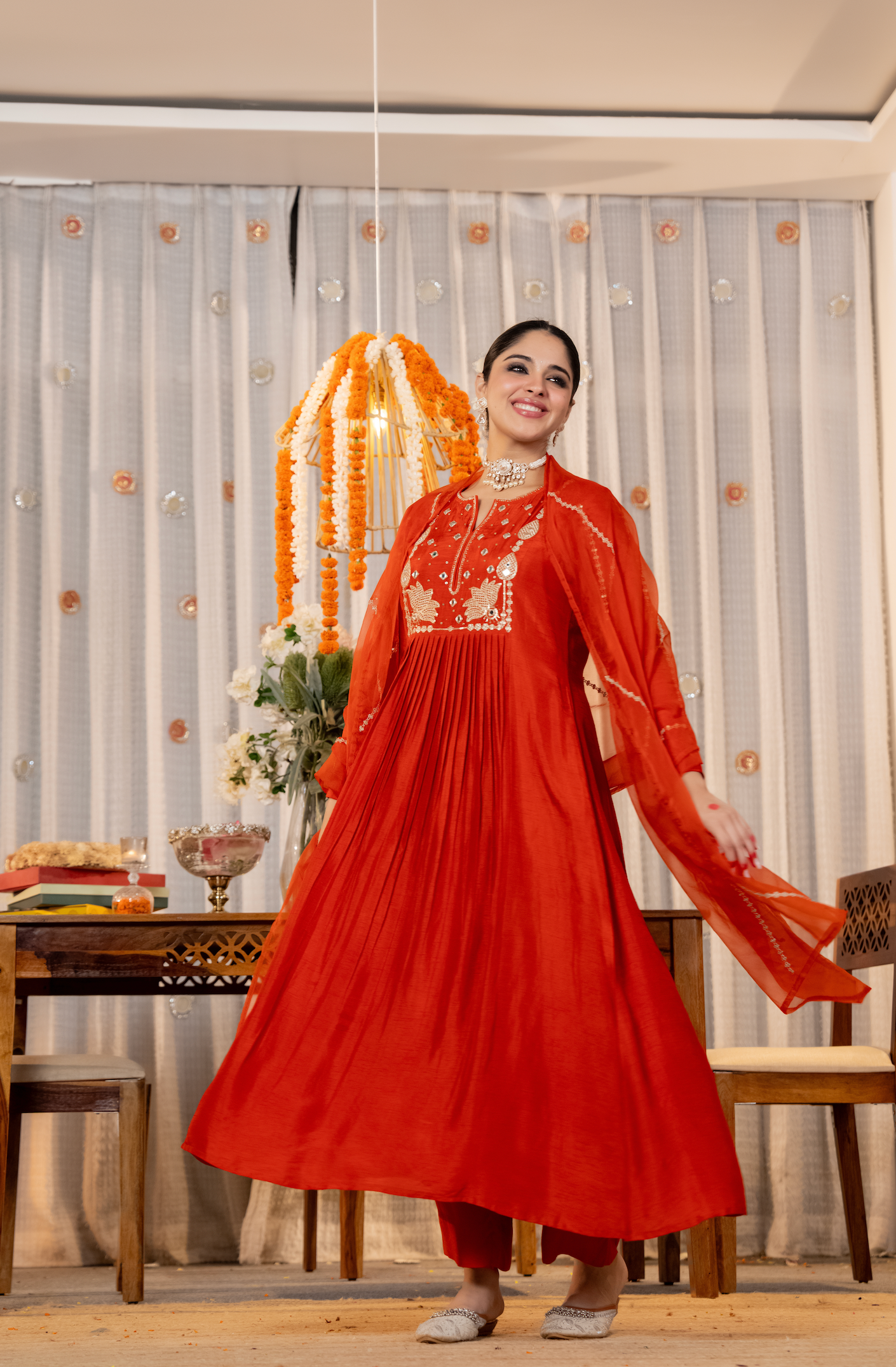 Ruby Flame Russian Silk Suit Set