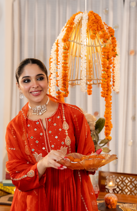 Ruby Flame Russian Silk Suit Set