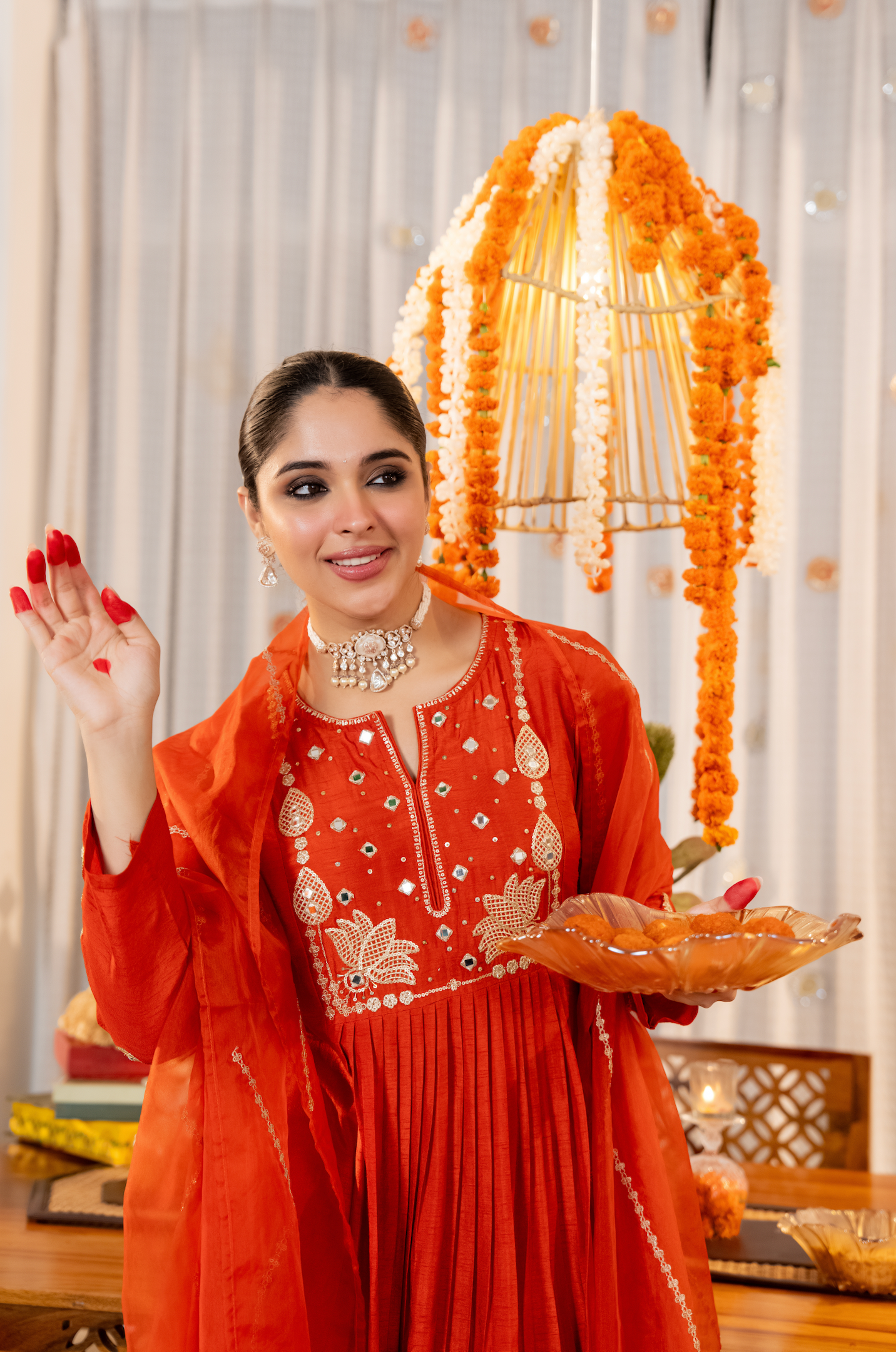 Ruby Flame Russian Silk Suit Set