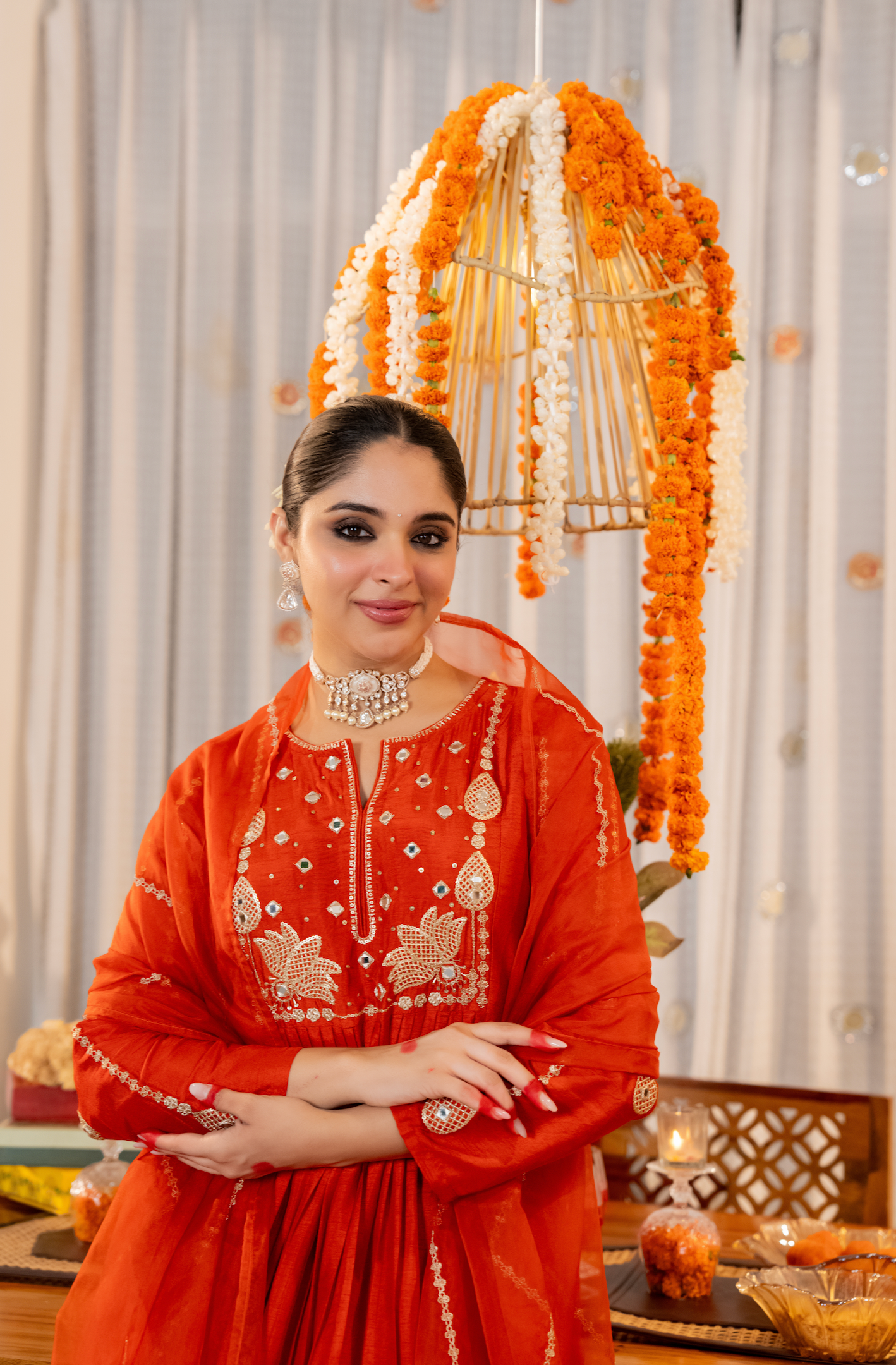 Ruby Flame Russian Silk Suit Set