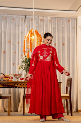 Pink Aura Russian Silk Suit Set