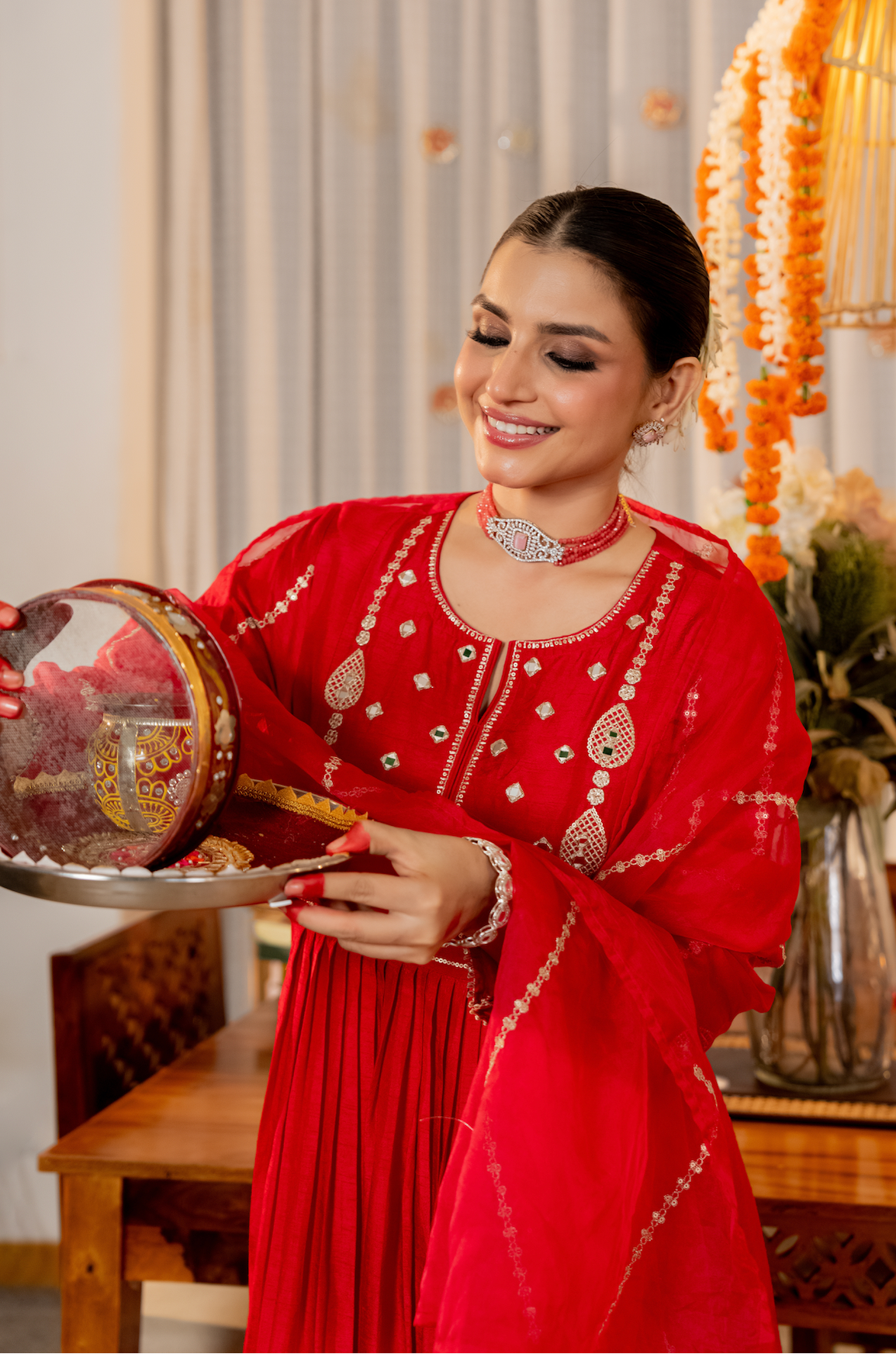 Pink Aura Russian Silk Suit Set