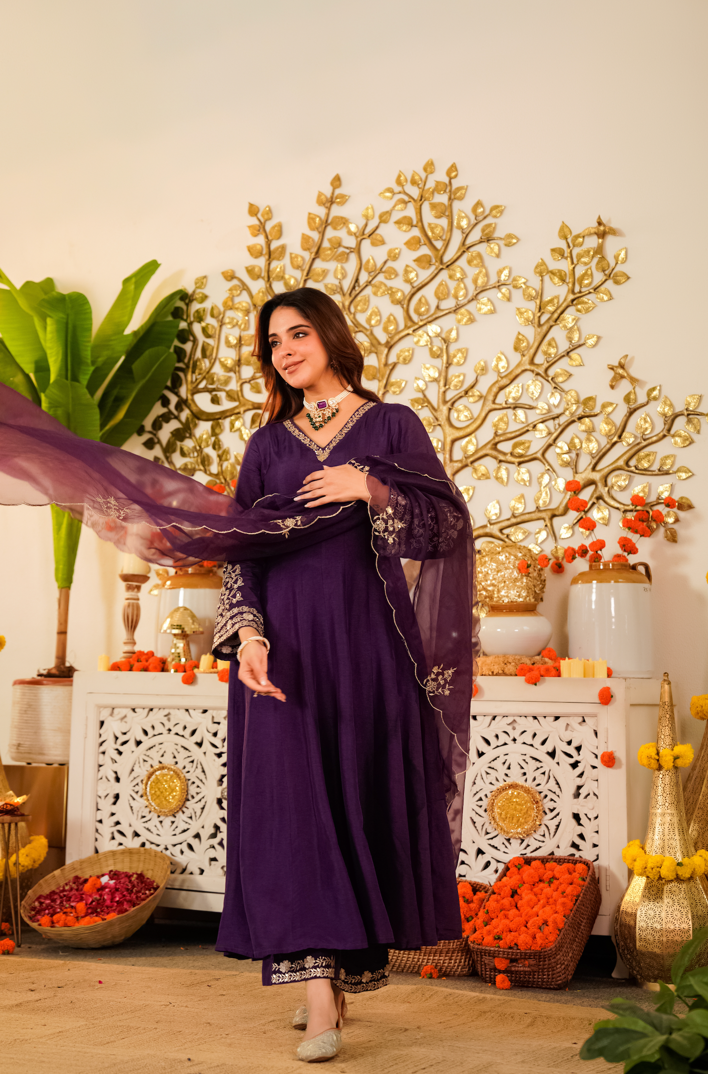 Amethyst Aura Russian Silk Suit Set