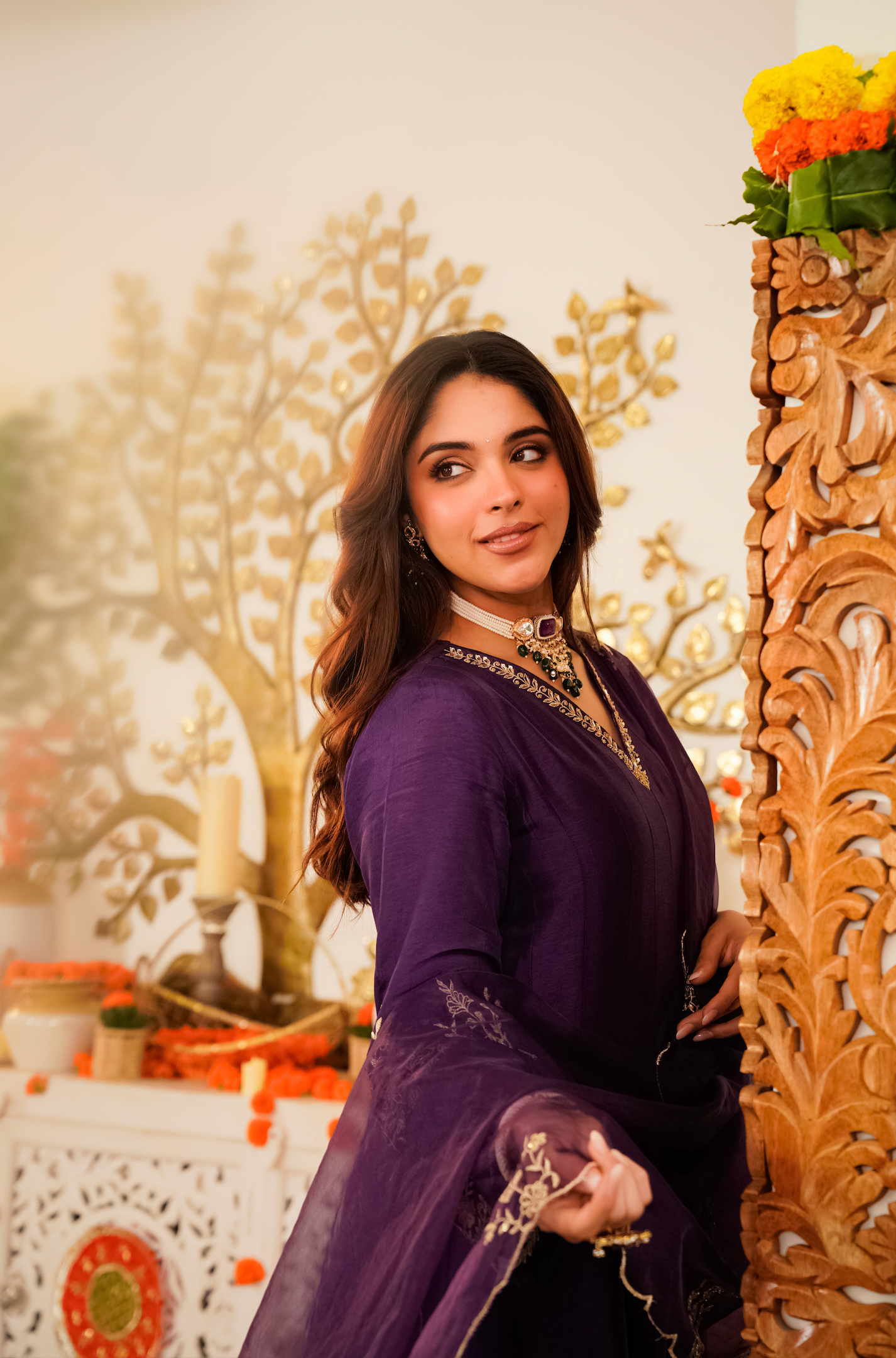 Amethyst Aura Russian Silk Suit Set