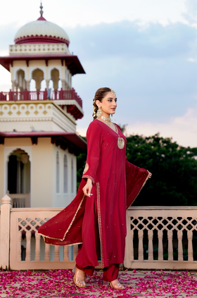 Royal Ruby Crepe Suit Set