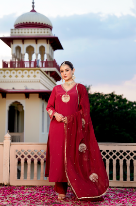 Royal Ruby Crepe Suit Set